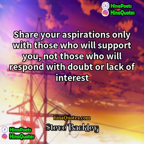 Steve Backley Quotes | Share your aspirations only with those who